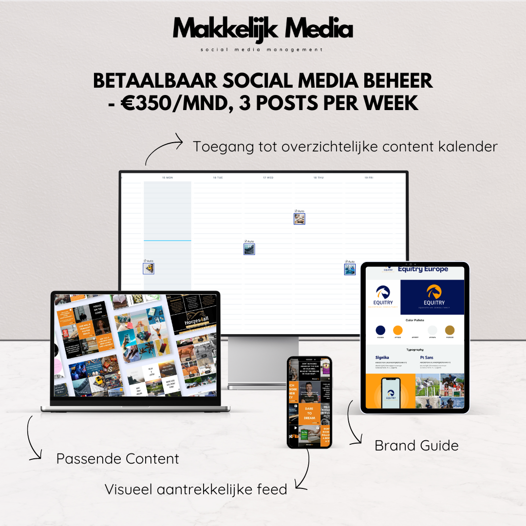 Betaalbaar Social Media Beheer - €350/mnd, 3 Posts per Week